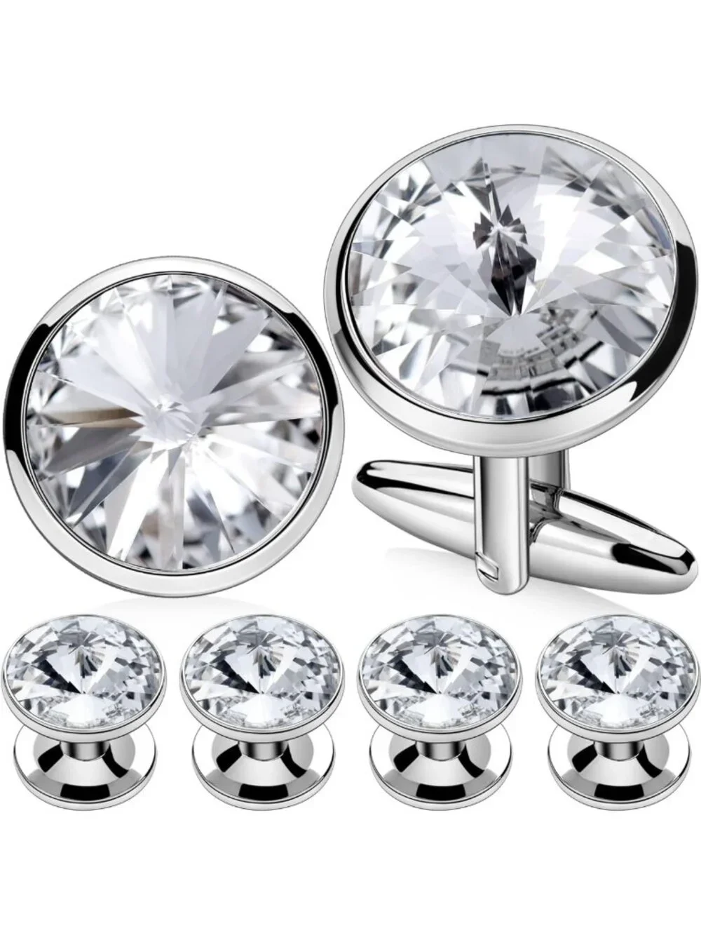 Elegant Cufflinks & Shirt Studs Set for Men - Gift Boxed Jewelry for Weddings